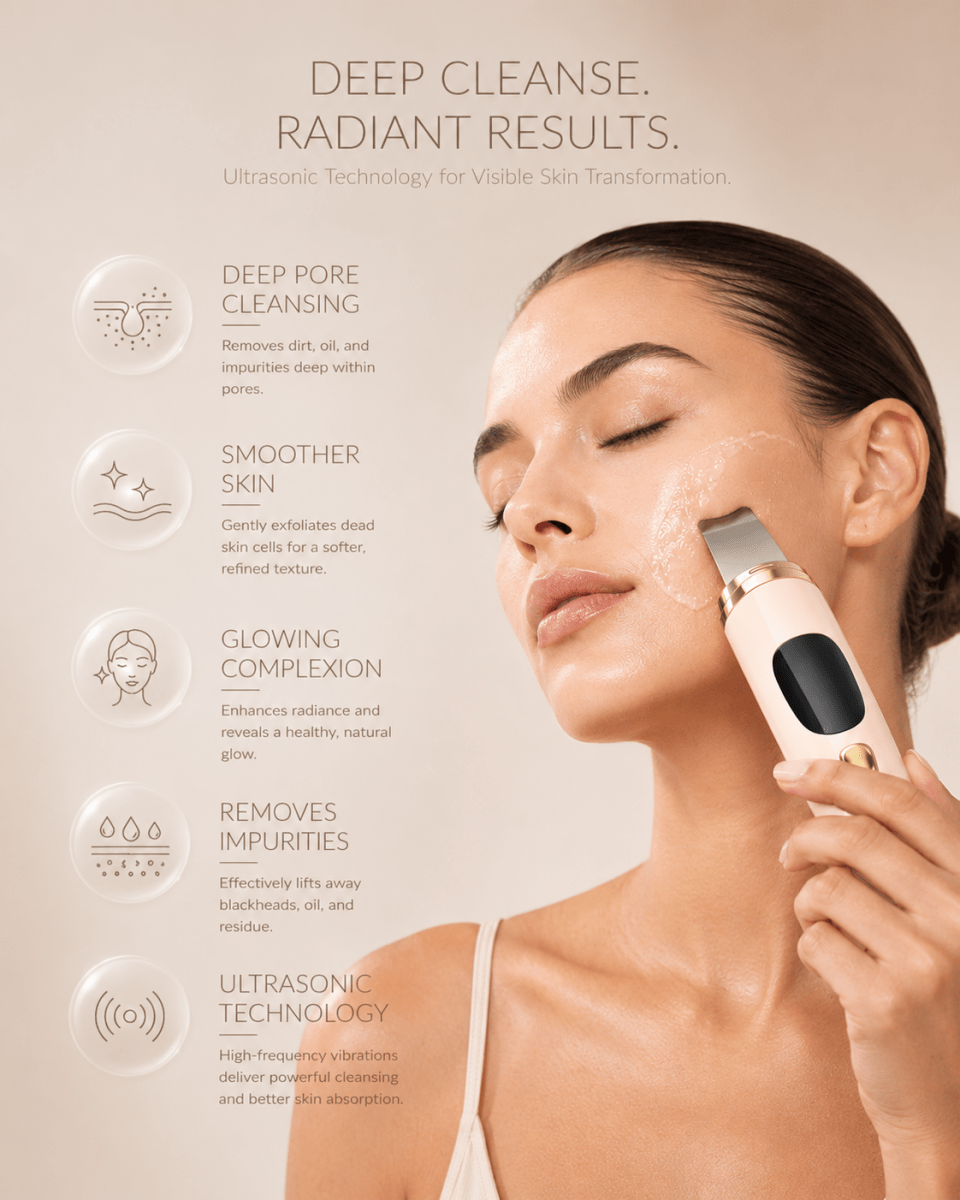 SkinRise™ Ultrasonic Pore Cleanser - SkinRise LED Facial Massager - Microcurrent Beauty Device